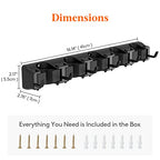 Lifewit Mop and Broom Holder Wall Mount, Anti-Slip Broom Hanger for Cleaning Supplies Organizer, Easy Install Tool Hanging Rack for Closet, Kitchen, Garage, 5 Slot 6 Hooks, Hold 30lbs, Black, 1 Pack - color: Black