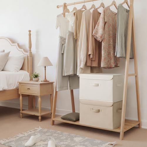 GRANNY SAYS Closet Storage Bins, Decorative Storage Boxes with Lids, Clothes Organizing Bins, Lidded Baskets for Toys, Clothing, Extra Large, Ivory White&Khaki, 2-Pack - color: Ivory White&Khaki, size: Extra Large-2 Pack