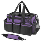 SCAVATA Wearable Cleaning Caddy, Cleaning Caddy Supplies Organizer with Handle & Shoulder Straps for Housekeepers, Under Sink & Car Cleaning Tool Organizers Bag with 4 Foldable Divider (Purple) - color: Purple