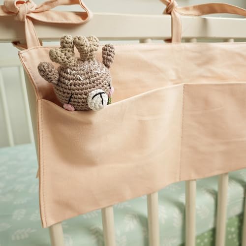 Baby Bedside Bag - 2 Pockets Crib Organizer Hanging for Crib,5 Colors Selection -Baby Toys Storage High-Capacity Baby Hanging Organizer (Apricot color) - color: Apricot color