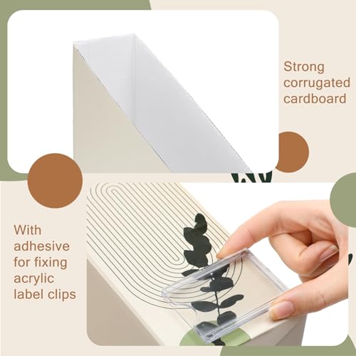 AmazingSpark Set of 4 Boho Plant Magazine Holder Decorative Foldable Magazine Storage Boxes with Acrylic Label Holders Coquettish Boho Organizer for Office Home Organization Storage - style: Boho Plant