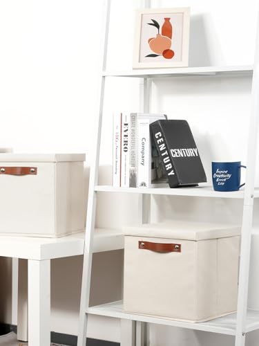 Temary Foldable Fabric Storage Bins with Lids, 2-Pack Storage Bin for Organizing Living Room, Closet Organization, Multi-Purpose Storage Boxes for Clothes (Beige, 10.5x10.5x10.5 inch) - color: Beige, size: 10.5×10.5×10.5