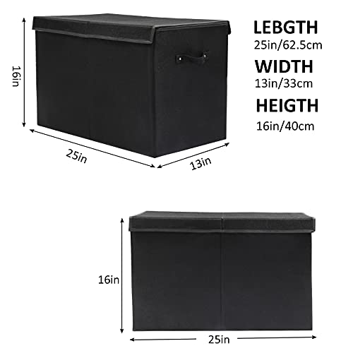 popoly Large Toy Box Chest Storage with Flip-Top Lid, Collapsible Kids Storage Boxes Container Bins for Toys, Playroom Organizers, 25"x13" x16" (Linen Black) - color: Large Black