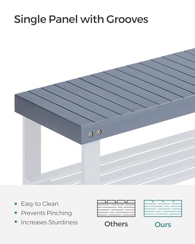 SONGMICS Shoe Rack Bench, 3-Tier Bamboo Shoe Storage Organizer, Entryway Bench, Holds Up to 286 lb, 11.3 x 27.6 x 17.8 Inches, for Entryway Bathroom Bedroom, Grey ULBS04GY - color: Grey, size: 27.6"W