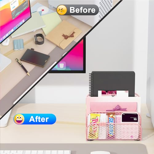 gianotter Mail Organizer Countertop, Metal File Holder with 3-Slot, Rose Gold Desk Accessories & Workspace Organizers (Rose Gold) - color: Rose Gold