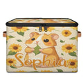 Custom Storage Basket with Name, Personalized Storage Bins with Zipper Lid, Foldable Fabric Storage Box Large capacity with Handle Sunflower Hamster - color: Option 23