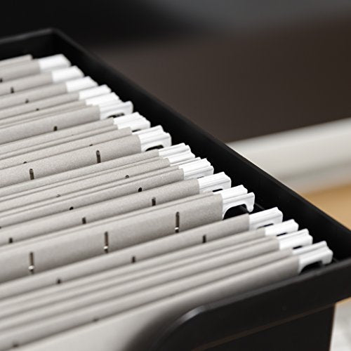IRIS USA Large Portable Desktop File Box with Open Lid, 4 Pack, Side Handles, Hanging File Folders, Tabs & Inserts, Letter Size, Magazines, Newspapers, Mail, Books, Notebooks, Black - style: Black L - 4 Pack