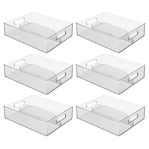 iDesign Divided Pantry Bin with Handles for Pantry, Refrigerator, or Freezer - Set of 6 - Clear - style: Pack of 6