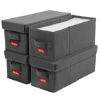 NUSWOR Premium CD Storage Box | Stackable CD Organizer Box with Lid | Holds 140 Jewel Cases | 14.37 x 5.5 x 6.3 inches | 4 Pack | Grey - size: 4PACK
