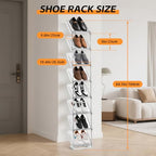 SMILHELTD Vertical Shoe Rack 8 Tiers Narrow Clear Sneaker Storage Holder Luxurious Slim Tall Organizer Space Saving Shelf for Entryway Garage 10.4" W x 64.5" H x 9.8" D (Transparent) - color: Transparent