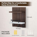 Key Holder Wall Mount, Key Holder With 2 Display Shelf, 3 Hooks for Key, Coat, Dog Leash, Key Hanger with Hook for Mail, Potted Plant, Farmhouse Mail Holder, Entry Way Organizer (Brown & White) - color: Brown & White
