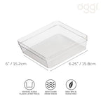 Oggi Clear Drawer Organizer - 6" X 6.25"- Ideal for Organizing Kitchen Drawers, Office, Desk, Silverware, Kitchen Utensils, Cosmetics and Bathrooms - size: 6" by 6"