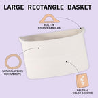 White Baskets for Organizing, 22" X 17" X 12" Rectangle Cotton Rope Storage Baskets, Woven Blanket Basket Living Room, Large Kids Toy Storage Organizer Bins, Baby Wicker Laundry Basket - color: White