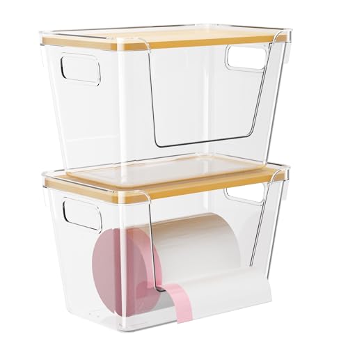 Delamu Acrylic Trash Bag Holder, 2 Pack Stackable Garbage Holder for 4-33 Gallon Bags, Clear Organizer Bins for Under Sink Organization, Pantry Storage, Cabinet, Kitchen, Laundry, Bathroom - size: XL-2 Pack