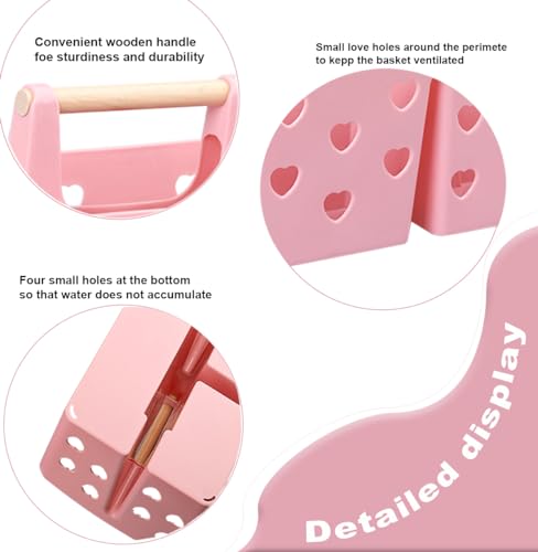 Anyoifax Portable Shower Caddy Plastic Shower Basket Organizer Divided Bathroom Caddy Storage Cleanning Caddy Tote with Handle for College, Dorm Room, Kitchen, Pink - color: Pink
