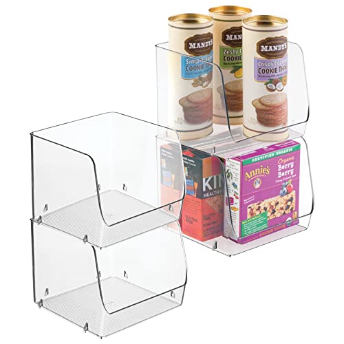 mDesign Modern Stackable Plastic Open Front Dip Storage Organizer Bin Basket for Kitchen Organization - Shelf, Cupboard, Cabinet, and Pantry Organizing Decor - Ligne Collection - 4 Pack - Clear - size: 7.75 x 7.75 x 6.25 (Pack of 4)