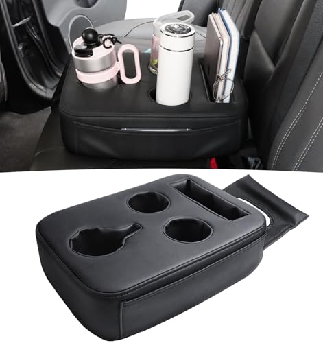 Back Seat Cup Holder for Car, PU Leather Couch Sofa Bed Boat Cup Holder Tray, Organizer for Trucks, Minivans, SUVs, RVs, Vehicles, Holds Drinks, Remote, Snacks, with Side Pockets - color: Side Pockets