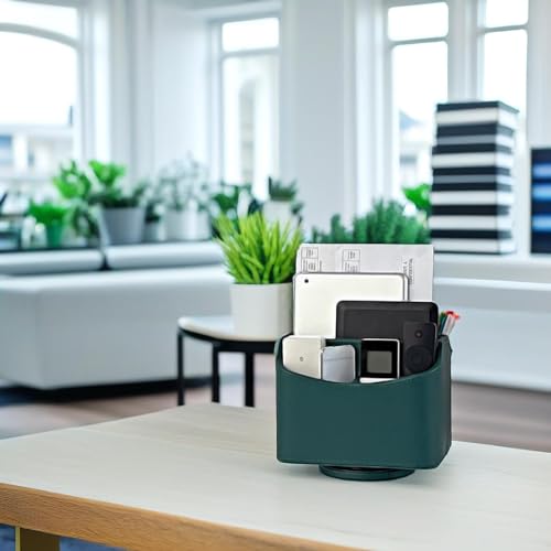 UnionBasic Rotating Desk Organizer, 360 Desk Spinning Caddy, Desktop TV Guide/Mail/Media/Remote Controller Holder Organizer,Green - color: Green