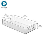 iDesign Stackable Clear Plastic Extra Long Pantry Organizers and Cabinet Storage Bins for Kitchen - size: 16 x 8 x 3, style: Pack of 1