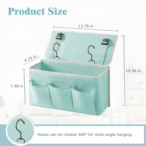 Bedside Caddy/Bedside Storage Organizer Hanging Bag with Three Options,Suitable for home beds, sofas, and dormitory beds—can hold magazines, books, phones, iPads, remote controls. (Green) - color: Green