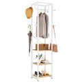 IBUYKE Coat Rack with Shelves, Freestanding Hall Tree with 3 Shelves and 8 Hooks, Industrial Clothes Stand for Entryway, Hallway, Bedroom, Natural UTMJ088R - color: Natural