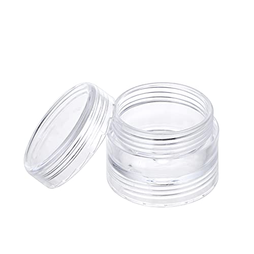 Hipiwe 8 Sets 5 Layers Clear Plastic Round Storage Jars Jewelry Bead Storage Containers Small Travel Sample Jar Pots for Sewing Pills Nail Art Craft Accessories - size: 8Packs 1.2"D x 3.1"H
