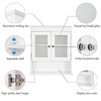 Spirich Bathroom Cabinet Wall Mounted, Medicine Cabinet Organizer with Glass Doors and Adjustable Shelves, Bathroom Wall Cabinet Over Toilet, White