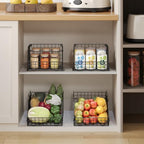 X-cosrack Stackable Wire Baskets for Counter, Fruit and Vegetable Storage, Potato and Onion Storage Bin，Kitchen Pantry Organizer - Wall Basket for Produce/Snack/Can, Large, Black - size: Large