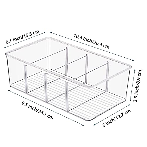 Vtopmart 10 Pack Food Storage Organizer Bins, Clear Plastic Bins for Pantry, Kitchen, Fridge, Cabinet Organization and Storage, 4 Compartment Holder Packets, Snacks, Pouches, Spice Packets - style: 10pack