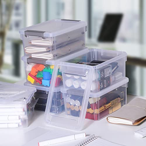 Citylife 4 Packs Small Storage Bins with Lids 3.2 QT Plastic Storage Containers for Organizing Stackable Clear Storage Boxes - color: Clear White, size: 3.2 QT(4 Pack)
