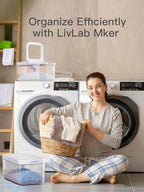 LivLab Mker Laundry Detergent Dispenser with One-Press Lid,Clear PET Powder container with Measuring spoon, Pods container 6L/13Lbs/200oz(290 Pods) - color: 2.2l-g