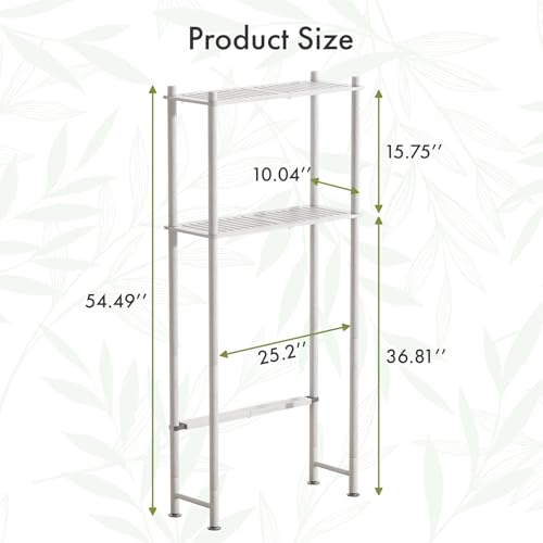 AmazerBath Bamboo Over The Toilet Storage Shelf, 2-Tier Over Toilet Bathroom Organizer Rack, Bathroom Shelves Over Toilet Space Saver, White - style: White-2-tier