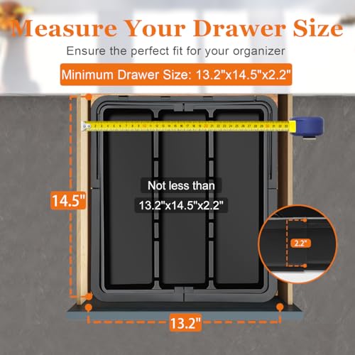 Spaclear Large Utensil Drawer Organizer Expandable Silverware Organizer for Kitchen Drawer Adjustable Cooking Utensil Holder Cutlery Flatware Tray Spatula Tools Gadgets Storage Dividers Plastic Black - color: Black