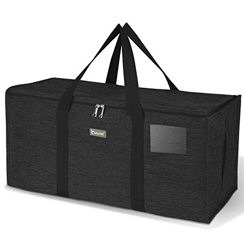BALEINE Extra Large Storage Tote with Zippers & Carrying Handles, Heavy-Duty Oxford Fabric Moving Bags for Laundry, Space Saving, Storage, Charcoal Black, 1-Pack - color: Black, size: 1-Pack