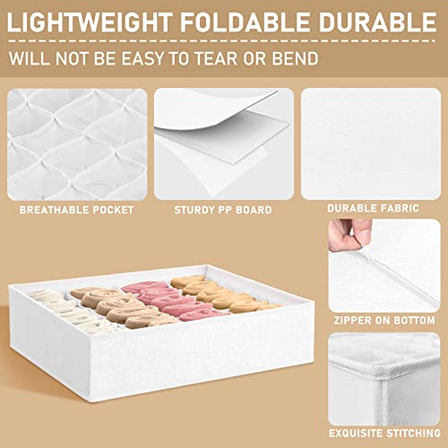 Criusia 3 Pack Sock Underwear Drawer Organizer Dividers, 64 Cell Fabric Foldable Cabinet Closet Organizers and Storage Boxes for Storing Socks, Panties, Ties (16+24+24 Cell, White) - color: White, size: A - 3 Pack & 64 Cells
