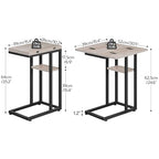 HOOBRO Foldable End Table, C Shaped Side Table with Storage Shelf, Small Snack Table Suitable for Living Room Bedroom Small Spaces, Easy Assembly, Greige and Black BG29SF01 - color: Greige + Black