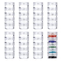 Hipiwe 8 Sets 5 Layers Clear Plastic Round Storage Jars Jewelry Bead Storage Containers Small Travel Sample Jar Pots for Sewing Pills Nail Art Craft Accessories - size: 8Packs 1.2"D x 3.1"H