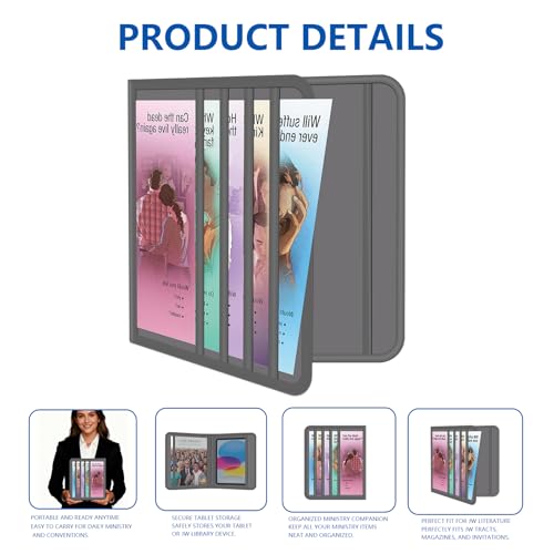 JW Magazine and Tract Holder,JW Field Service Supplies,Jehovah Witness Ministry Supplies,Jworg Accessories Best Life Ever Gifts,Ministry Organizer for Pioneers Bag Convention - color: Gray