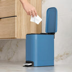TrashAid Slim Bathroom Trash Can with Lid Soft Close, 6 Liter/1.6 Gallon Stainless Steel Small Garbage Can with Removable Inner Bucket, Step Pedal, Slim Wastebasket for Toilet, Office, Bedroom, Blue - color: Blue