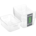 Tiawudi 6 Pack Plastic Storage Bins, Extra Large Pantry Organizer, 13.5" x 10" Clear Storage Containers and Organizer Bins, Multi-Use Bins for Home, Kitchen, Closet and Cabinet