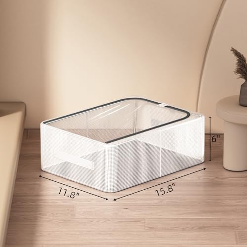 Stackable Storage Boxes with Clear Lids, 15.8-Inch Closet Storage Bins with Metal Frame for Shoe, Boot, ﻿Sneaker (1 Pack, 19Qt, 15.8x11.8x6in) - style: 1 Pack