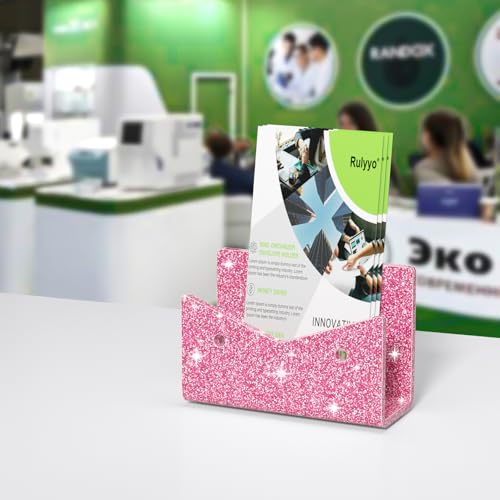 Mail Organizer Envelope Holder - Glitter Pink Acrylic Mail Holder Countertop Vertical Desk Organizer Small File Bill Document Notebook Letter Sorter for Home School Office Supplies - color: Glitter Pink, size: 1 Compartment