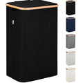 LONBET Laundry Basket with Lid, Made from Breathable Fabric | Aesthetic Clothes Hampers for Laundry with Side Handles & Sturdy Bamboo Frame (26 Gallons - Single, Black) - color: Black, style: 26 Gallons - Single