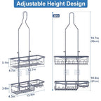 Shower Caddy, Upgraded Extended Length Shower Caddy Over Showerhead No Blocking to Showerhead, Rustproof Bathroom Organizers and Storage with Hooks Shampoo Soap Holder, Large Hanging Caddy - color: Grey - 2 Tier - Standard
