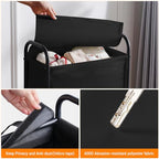 ELYKEN Slim Laundry Hamper with Lid, 50L Small Rolling Laundry Basket on Wheels, 7.9” Narrow Dirty Cloth Cart with Removable Inner Bag for Small Bathroom, Bedroom, Black - style: Black-50L