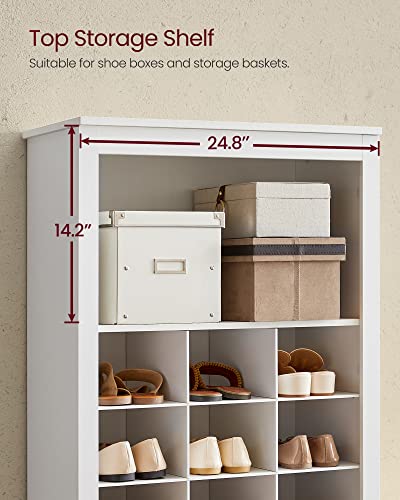VASAGLE Shoe Storage Cabinet, 10 Tier Shoe Rack Organizer, Holds Up to 30 Pairs of Shoes, for Entryway Bedroom, 12.6 x 24.8 x 73.6 Inches, White ULBS273T14 - color: White, size: 12.6"D x 24.8"W x 73.6"H