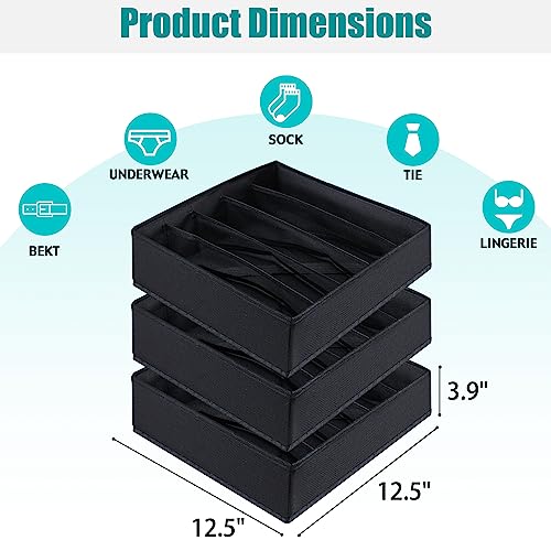 Bra Storage Drawers Organizer for Clothing Underwear Drawer Organizer Dividers Black Foldable Storage Cube Bins for Bra,Socks, Underwear,3 Pack （Black） - color: Black, size: 3 Pack