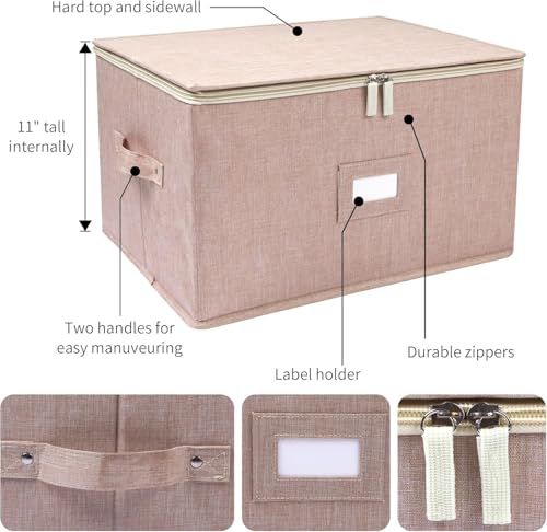 popoly Wine Glass Storage Box 2 Pack, Stemware Storage Containers Cases with Dividers, Stackable Moving Supplies for 24 Wine Glasses, Drinkware, Glassware or Crystal, (Beige) - color: Beige 2PACK