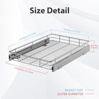 ZOINLIY Pull Out Cabinet Organizer, Versatile Slide Out Kitchen Organizers and Storage,Heavy Duty Drawer Cupboard Storage Basket, Smooth Sliding, Chrome Finish,14.8" W x 21" D - size: 14.8”W x 21”D (Outside Dimensions)
