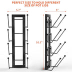 Cisily 8 Layers of Adjustable Pot Lid Organizer Rack for Cabinet Door/Wall，2Pack Lid Organizer Pots and Pans Holder for Kitchen Storage with No Drilling Adhesive 5.7 W“(Black)